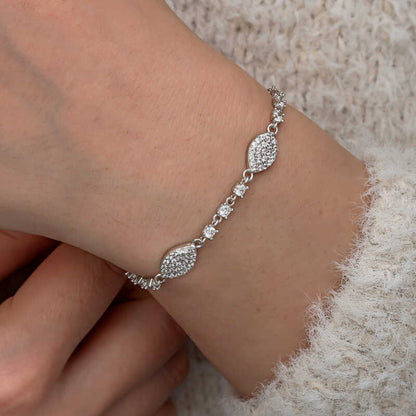 Zircon Stone Shuttle Women's Silver Bracelet