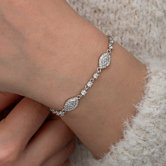 Zircon Stone Shuttle Women's Silver Bracelet