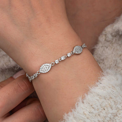 Zircon Stone Shuttle Women's Silver Bracelet
