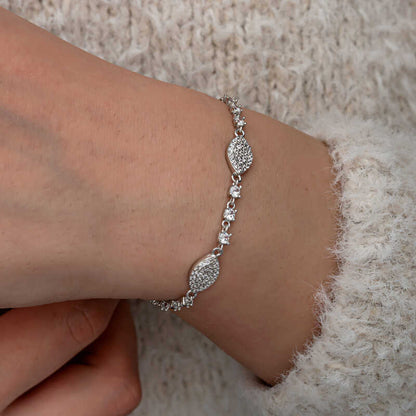 Zircon Stone Shuttle Women's Silver Bracelet