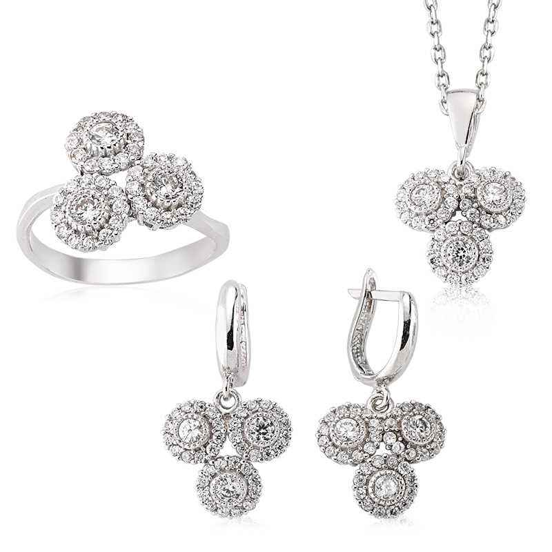 Zircon Stone Women's Silver Set