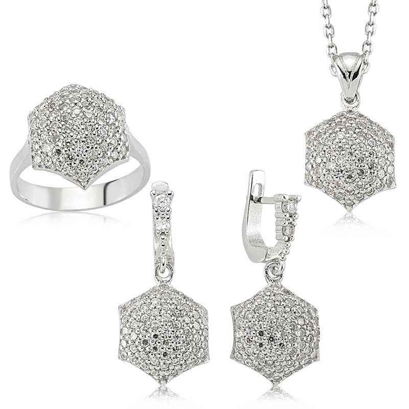 Zircon Stone Women's Silver Set