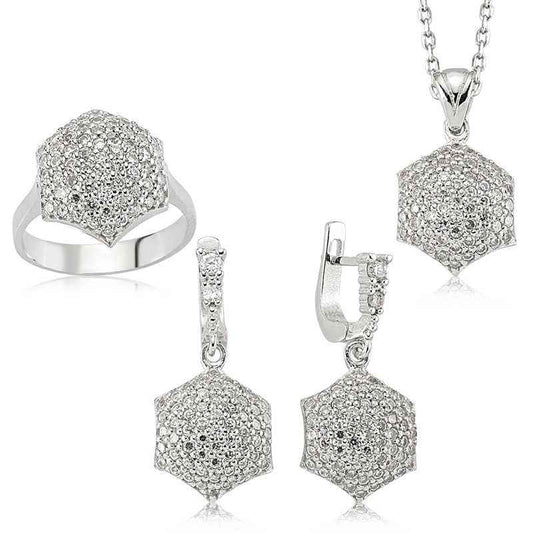 Zircon Stone Women's Silver Set
