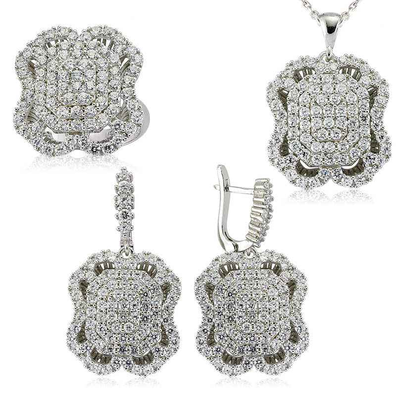 White Stone Women's Silver Set