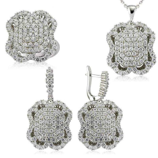 White Stone Women's Silver Set
