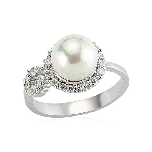 Infinity Pearl Women's Silver Ring