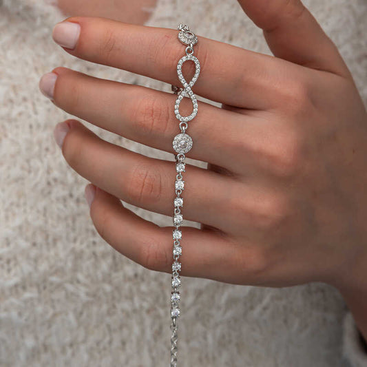 Zircon Stone Infinity Women's Silver Bracelet