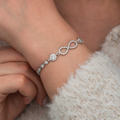 Bracelet en argent pour femme avec pierre de zircone et infini