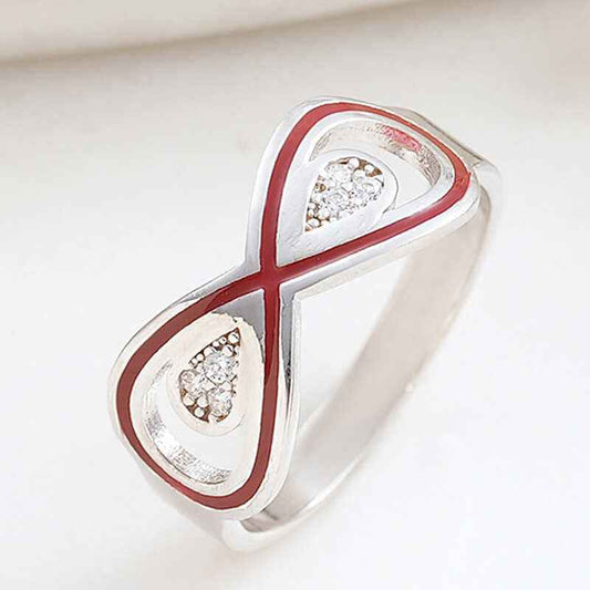 Zircon Stone Infinity Women's Silver Ring