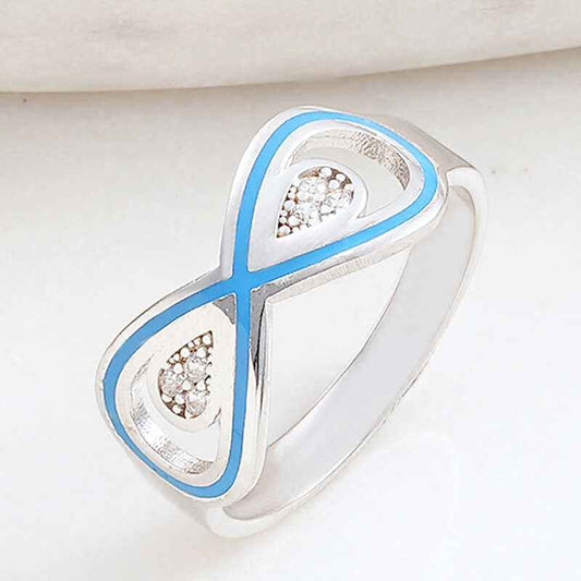 Zircon Stone Infinity Women's Silver Ring