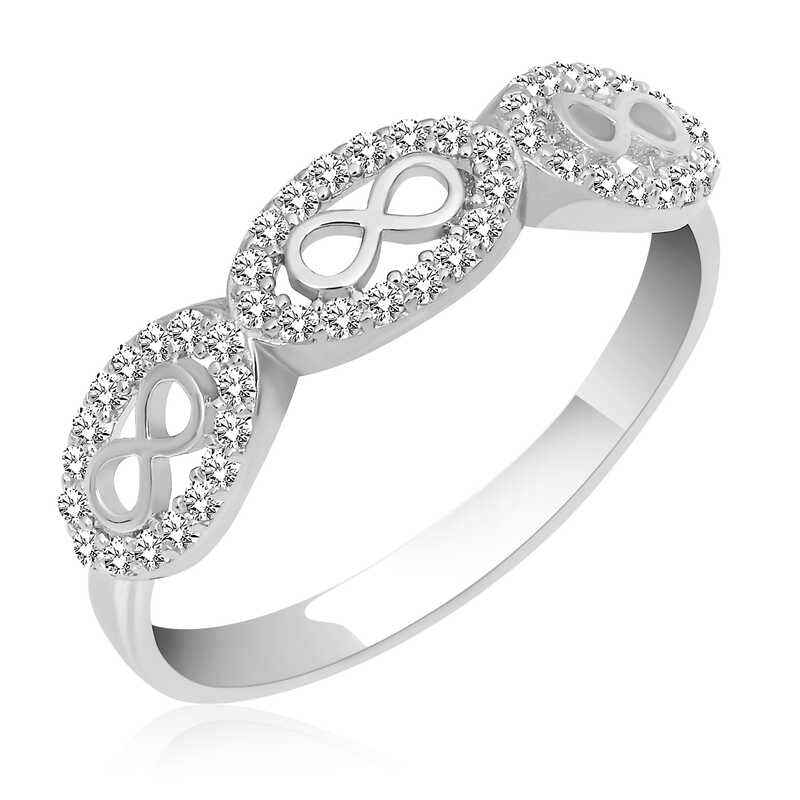 Zircon Stone Infinity Women's Silver Ring