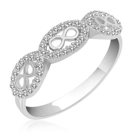 Zircon Stone Infinity Women's Silver Ring