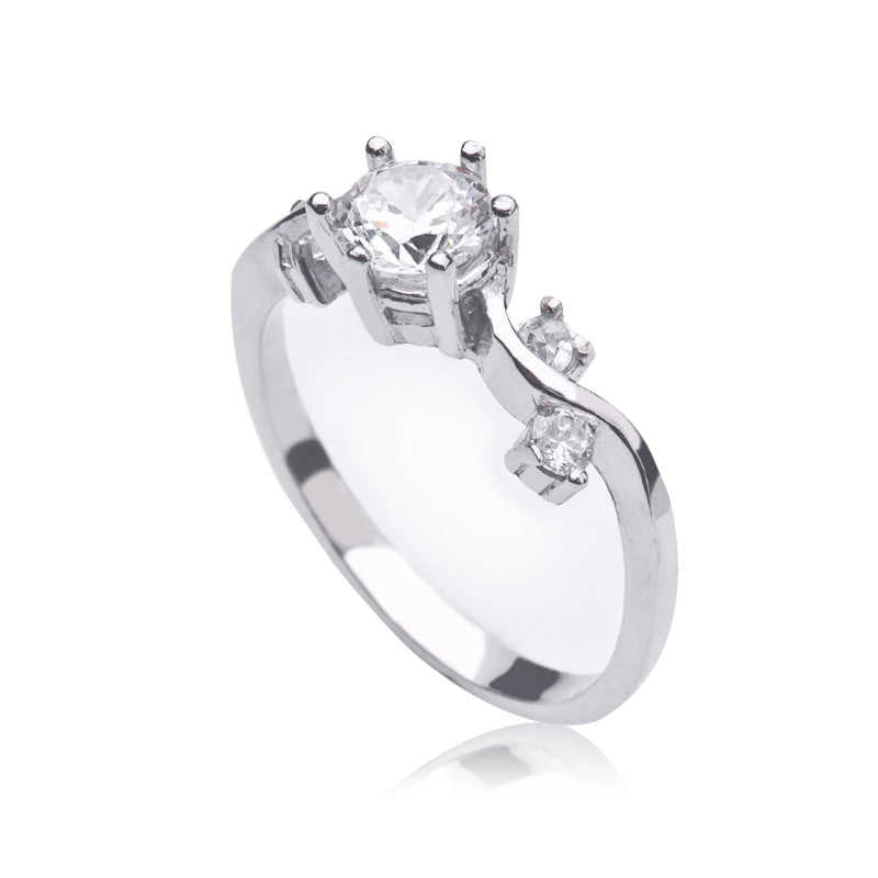 Single Stone Women's Silver Ring