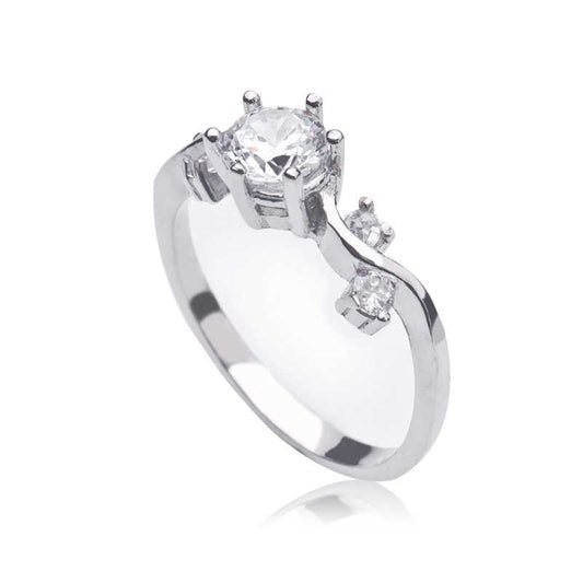Single Stone Women's Silver Ring