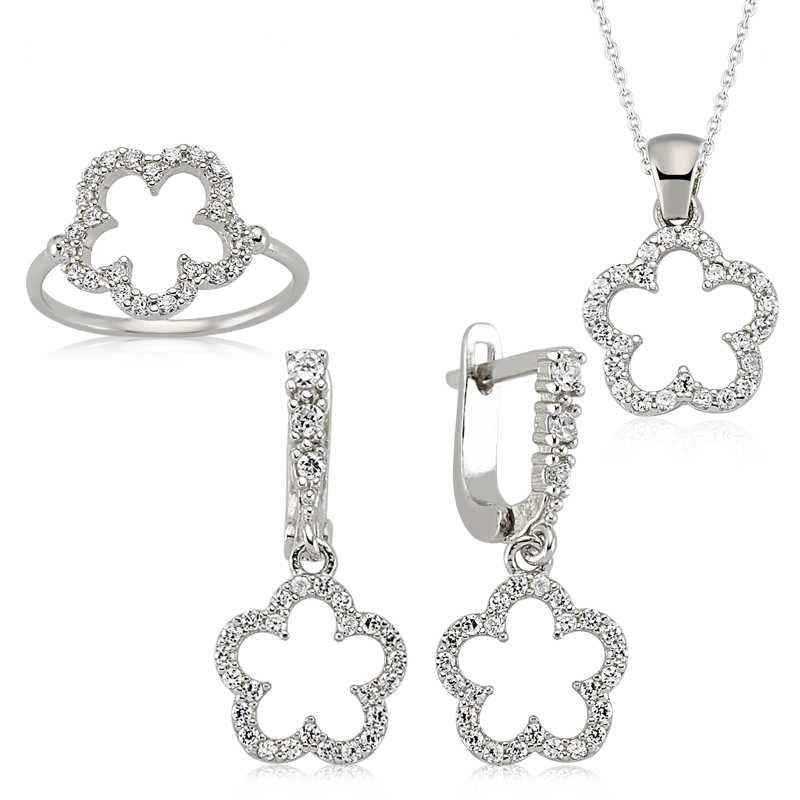 Flower Women's Silver Set