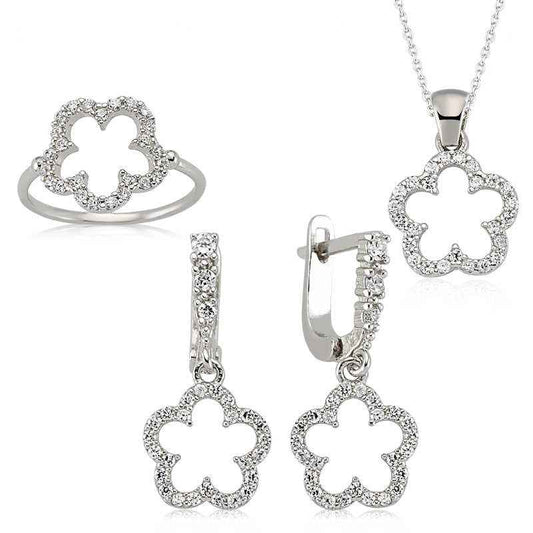 Flower Women's Silver Set