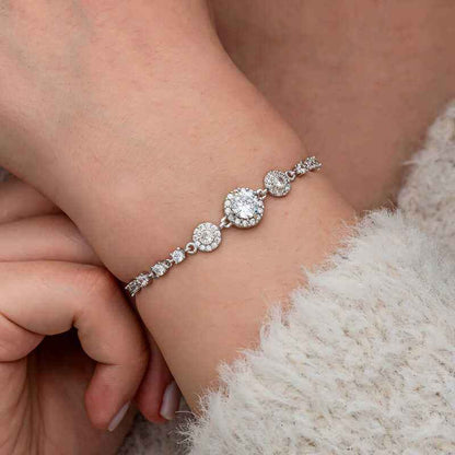 Zircon Stone Round Women's Silver Bracelet