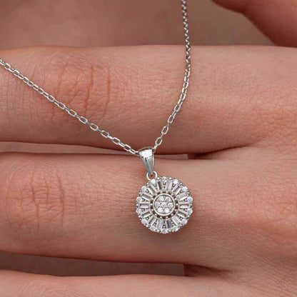 Zircon Stone Round Women's Silver Pendant