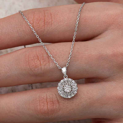 Zircon Stone Round Women's Silver Pendant
