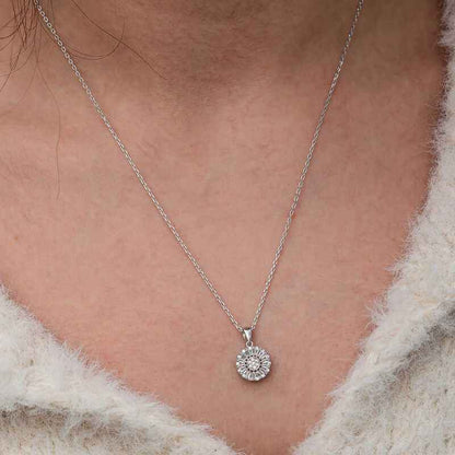 Zircon Stone Round Women's Silver Pendant