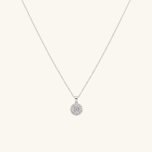 Zircon Stone Round Women's Silver Pendant