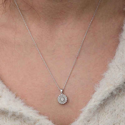 Zircon Stone Round Women's Silver Pendant