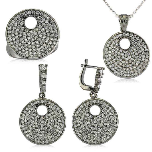 Round Zircon Stone Women's Silver Set