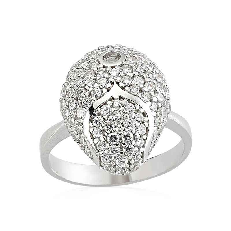 White Stone Women's Silver Ring