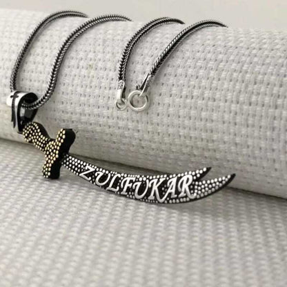 Zulfiqar Sword Men's Silver Necklace