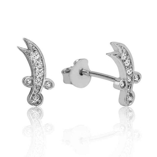 Zülfikar Sword Stud Earrings Silver