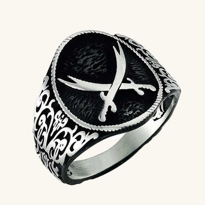 Sword Motif Men's Silver Ring