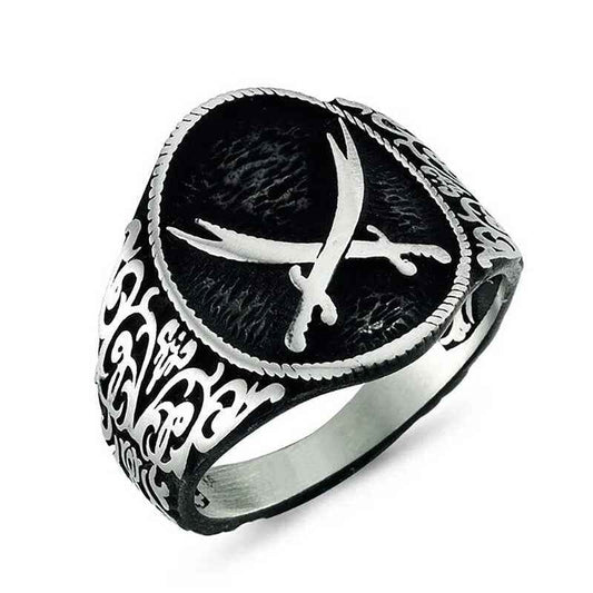 Zülfikar Sword Motif Men's Silver Ring