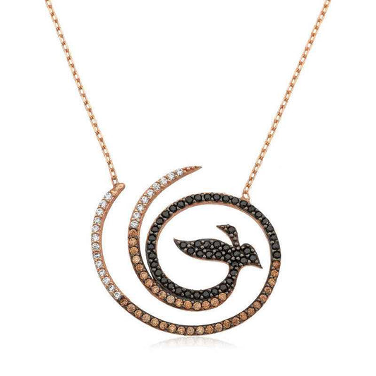 Emerald Phoenix Women's Silver Necklace