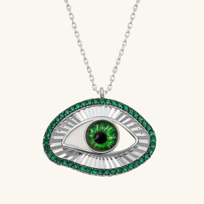 Emerald Eye Protection Women's Silver Necklace