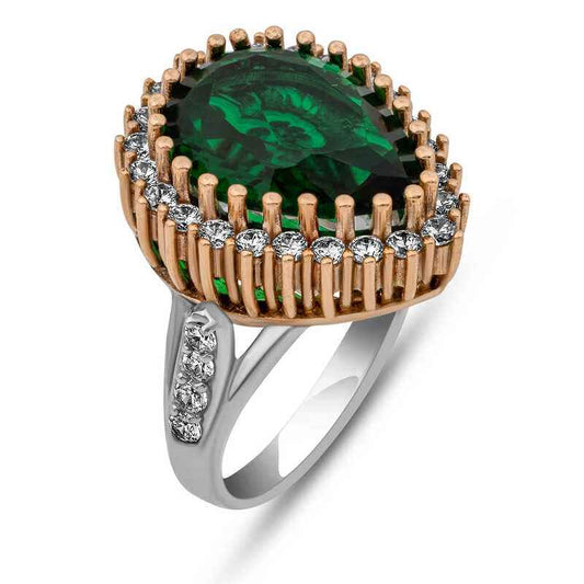Emerald Stone Hurrem Women's Silver Ring