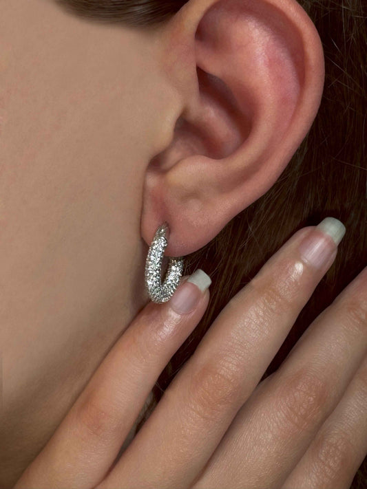 Dazzle Hoops Silver Earrings