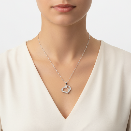Silver I Letter Heart Women's Necklace