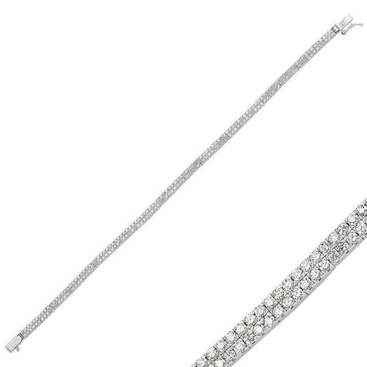 Double Row Water Channel Women's Silver Bracelet