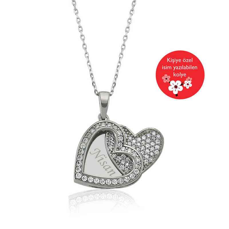 Name Engraved Heart Women's Silver Necklace