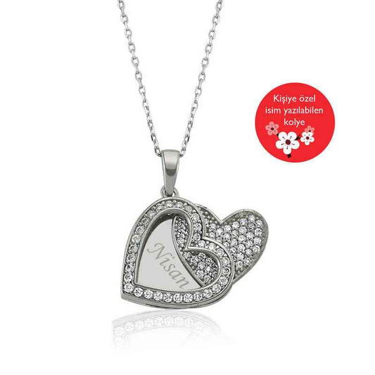 Name Engraved Heart Women's Silver Necklace