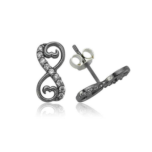 Heart Infinity Stud Silver Earrings