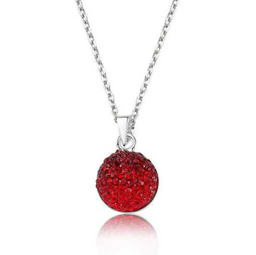 Red Crystal Stone Women's Silver Necklace