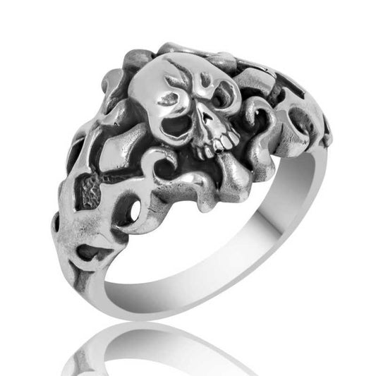 Bague en argent pour homme avec tête de mort 