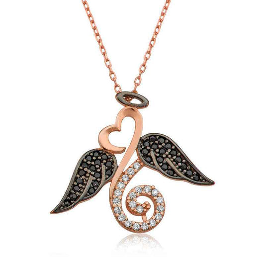Angel Wing Heart Women's Silver Necklace