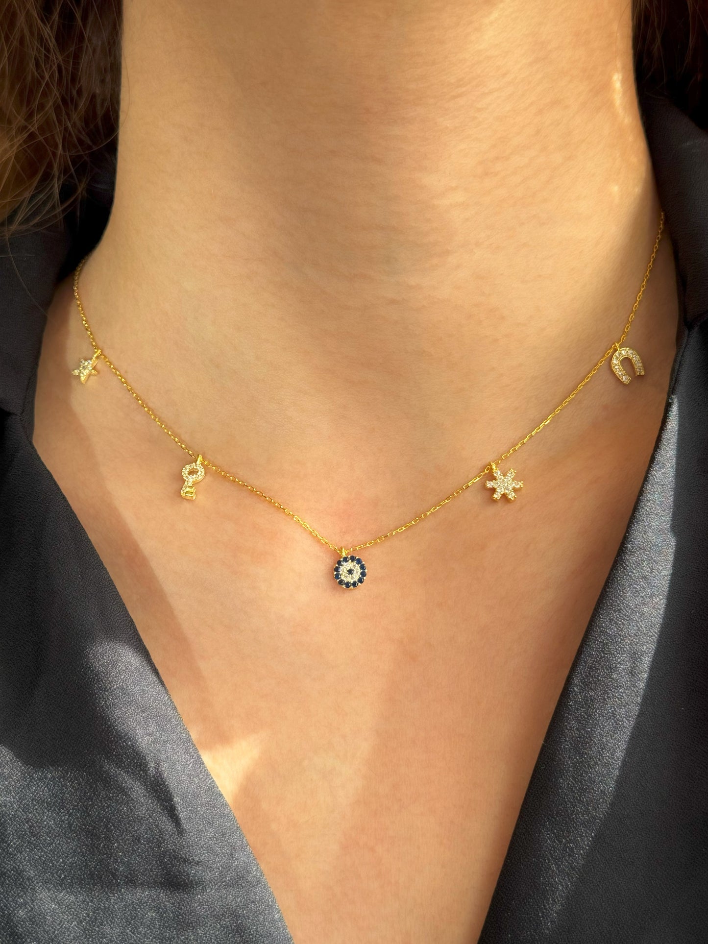 5 Lucky Silver Necklace