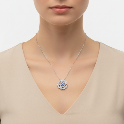 Evil Eye Herz Damen Silber Halskette