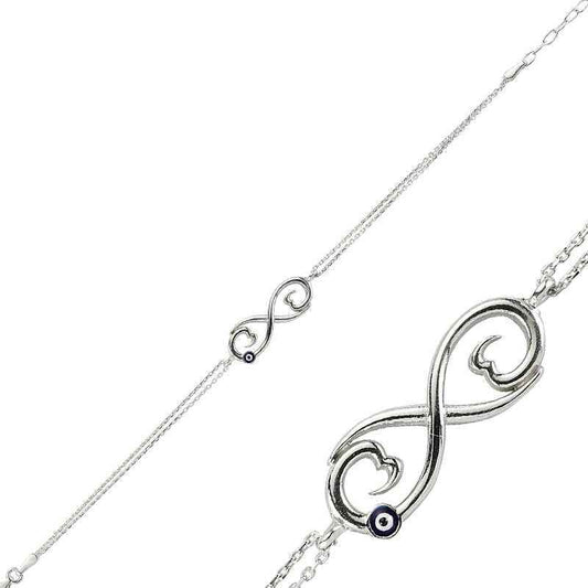 Nazar Evil Eye Infinity Women's Silver Bracelet