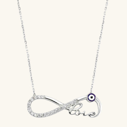 Evil Eye Infinity Love Women's Silver Necklace