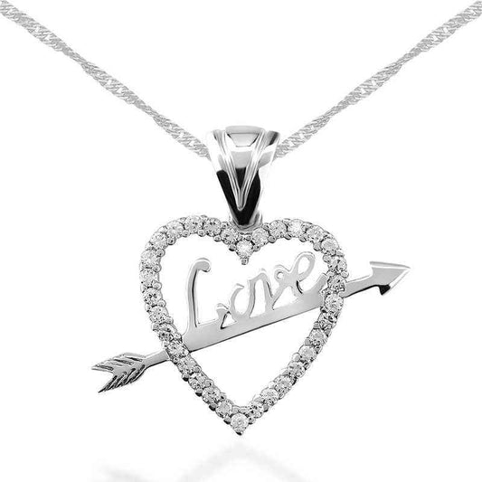 Love Arrow Heart Women's Silver Necklace