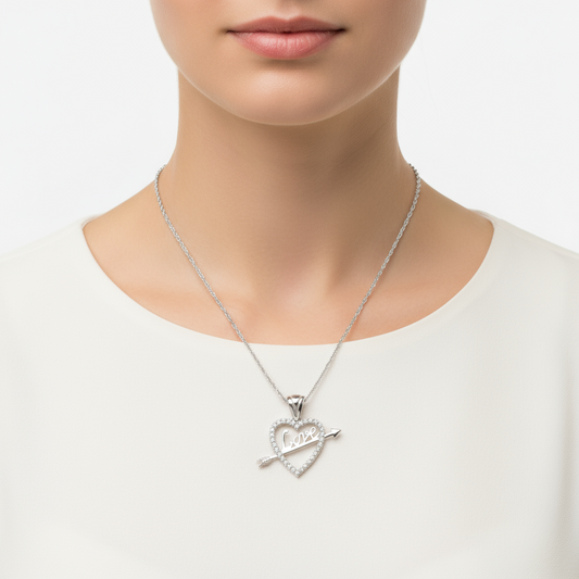 Liebe Pfeil Herz Damen Silber Halskette